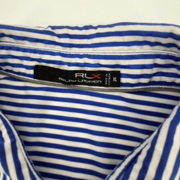 RLX Ralph Lauren Mens XL Blue White Micro Stripe Wicking Performance S/S‎ Polo - Picture 8 of 9